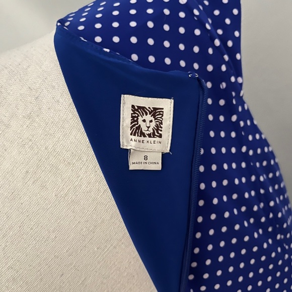 Anne Klein Fitted Purple and white polka dot fit and flare midi dress Size 8 - Picture 4 of 4